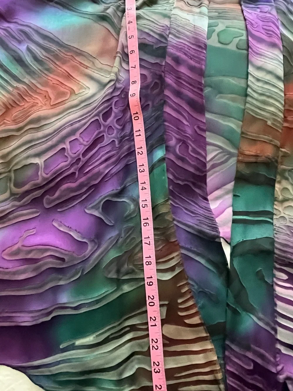 100% Silk Abstract Print Sheer Kimono Cardigan in Purple & Teal one size